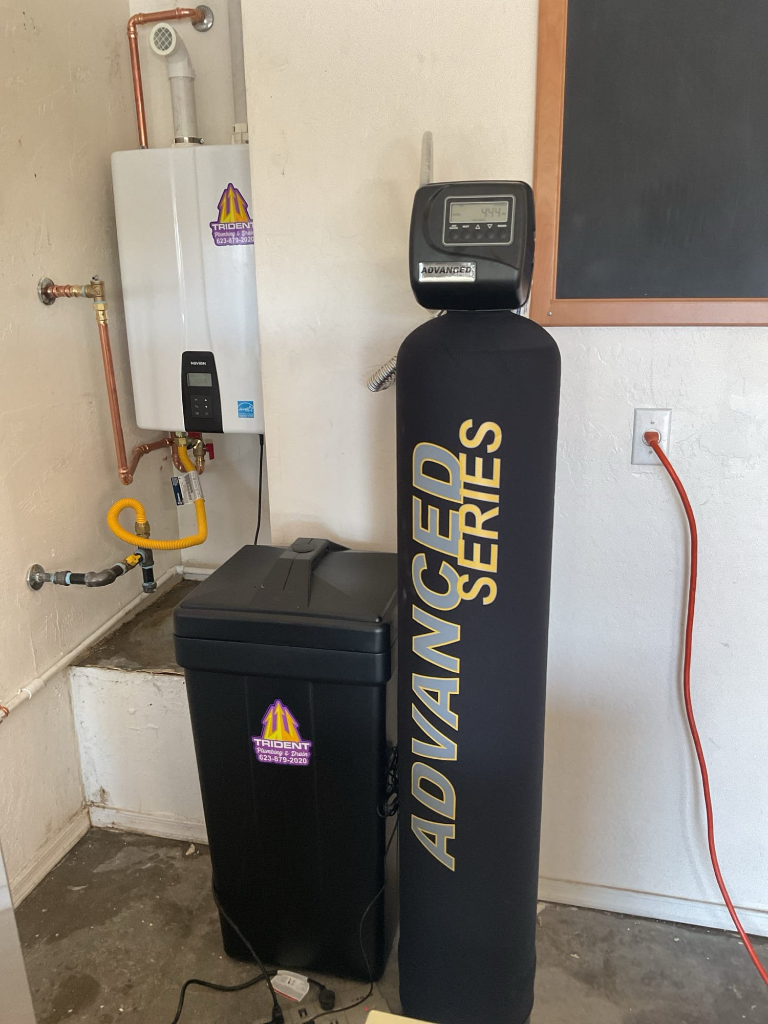 Trident Plumbing tankless water heater and softener installation