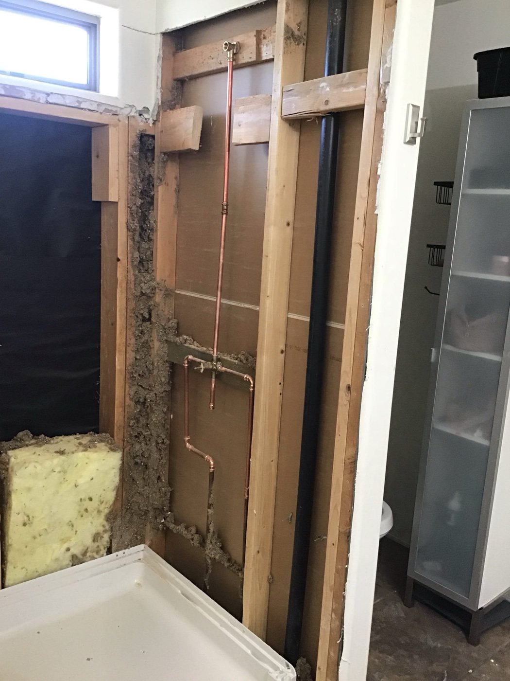Bathroom shower remodel plumbing rough-in