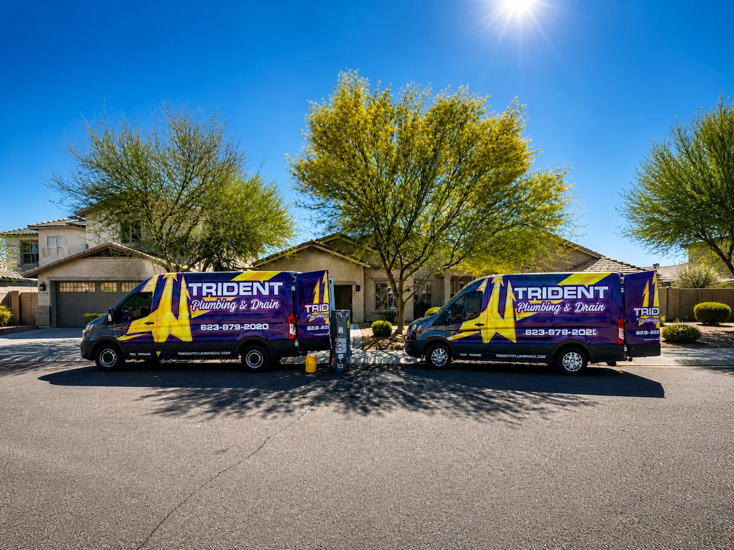 Trident Plumbing fleet vans ready to serve Greater Phoenix homeowners